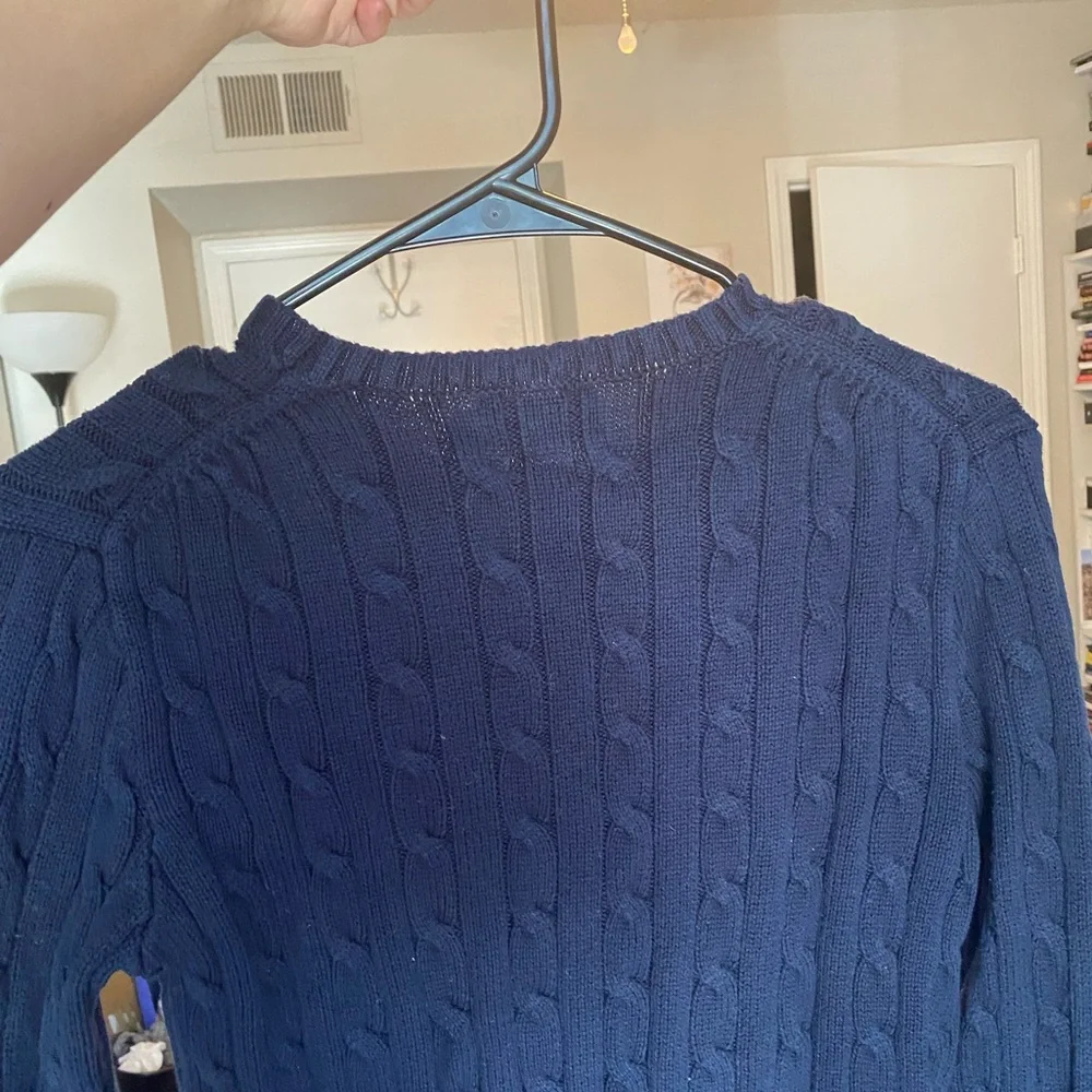Ralph Lauren Dark Blue Cable Knit Crewneck Sweater - Picture 4 of 6